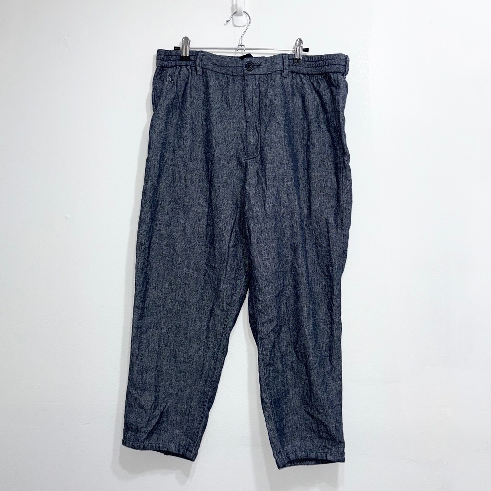Banana Republic Dark Gray Cropped Linen-Blend Pants